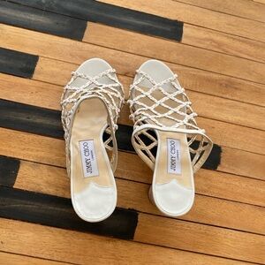 Jimmy Choo Woven Cork Wedge Sandals Size 38 – Excellent Condition H-15